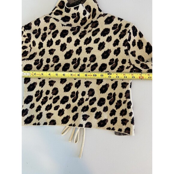 Zara Knits Animal Print Top Size Small Long Sleeve Backless Mock Neck Stretch - Picture 9 of 10